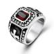Vintage Inlay Mens Gothic Stainless Steel Band Ring with RED Cubic Zircon (SA566RED)