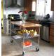 Kitchen Open Plan Storage Solution Wooden Top Steel Wire Shelving Cart