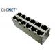 Magnetic RJ45 Connector 2 x 6 RJ45 Multiple  port Connector 1000 Base -T Through Hole Mounting