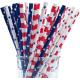 Biodegradable Patriotic Theme Foil Red White And Blue Paper Straws