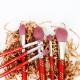 Passionate Red Cosmetic Makeup Brush Set 7 Pieces Patterned Plastic Handle
