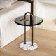 Black Metal And Glass Side Table Customized Round Glass And Metal Side Table