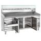 2 Door  and 7 Drawers Marble Glass Top Restaurant Pizza Prep Work Table Refrigerator