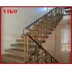 Floating Staircase VK49C Wrought Iron LED Light strip StringerBeech Tread American Oak  StringerStainless Steel Powder