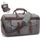 Custom Large capacity Waterproof Genuine Leather Canvas Overnight Weekender Travel Bag