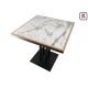 4 Person Buffet Laminate Dining Table White Marble Pattern HPL with Pine Wood Edge