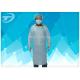 CPE Fabric Disposable Isolation Gowns With Thumb Loop Blue Color