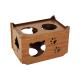 Brown Wooden Cat Bed Nest with Animal Pattern Portable Cat House Bed Wooden