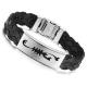 Tagor Stainless Steel Jewelry Super Fashion Silicone Leather Bracelet Bangle TYSR046