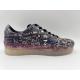 Sky Print Womens Leather Lace Up Casual Shoes Black Slip Resistant