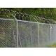 Chain Link Fence Top With Barbed Wire Or Razor Wire In High Security