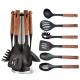 7 Piece Nylon Kitchen Utensil Set in Black and Wood Texture for Any Color Scheme