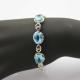 Fashion Jewelry Oval Blue Topaz and Clear Cubic Zircon Link Bracelet(H06)