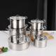 High Quality Kitchen Warethree-layer Double Bottom  Stainless Steel Cookingware Set Cookware Set Cooking Pot And Pans Set
