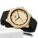 Black Strap Wooden Quartz Watch Wristwatches Maple Wood Bezel ,  Custom Logo