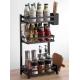 3 Layers Spice And Condiment Rack 37x20x59.5cm Size for Kitchen Matt Black