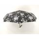 Waterproof Fabric 9 Panels Auto Open Close Umbrella In Black Color With Printed Handle