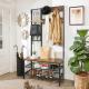 Coat Stand With Grids Panel, Industrial Hallway Coat Rack, Wooden Coat Stand, UHSR98BX