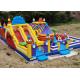 Outdoor 20mL Yellow Rocket Inflatable Amusement Park For Kids Use Logo Printing