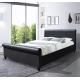 Versatile Upholstered Bed Frame King Size Black Faux Leather Sleigh Headboard Footboard