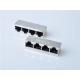HULYN Very low profile, Shielded RJ45 Modular Jack Connector, Through Hole Type, Top Entry, 1x4 Ports