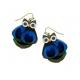 British high street brand Blue peacock feather earrings owl