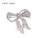 VICKY.HSIEH Rhodium Tone Clear Rhinestone Pave Bowknot Brooches