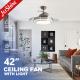 42 Retractable Ceiling Fan Light With Remote Control DC Motor