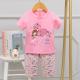 Cartoon Flamingo And Little Girls' Capri Pajama Sets Round Neck For Children