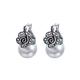 Vintage Silver Marcasite Drop Earrings with White Simulated Shell Pearl (E12141)