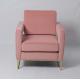 Pink Velvet Living Room Leisure Arm Sofa Chair With Stainless Steel Legs