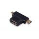 HDMI F to MINI M+MICRO M Gold Plated Adapter (Black) support 3D