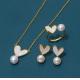 Natural Pearl Shell Chokers Necklace Heart Shape 925 Sterling Silver Necklace Shell Earring Ring Jewelry for Women Gift