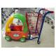 Unfolding Supermarket Metal Shopping Trolley , Kids Shopping Cart With Plastic