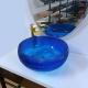 Italian Design Blue Glass Sink Bowl 16.5 Inch Round Glass Above Counter Basin