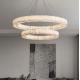 Custom European Modern Unique Circle Ring Lighting White Natural Led Alabaster Chandelier For Living Room Dining Room