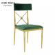 Green Cushion Luxury Wedding Chairs Gold Stainless Steel Frame For Event