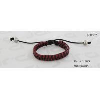Black / Red Braided PU Leather Bracelet With Antic Silver Buckle 1.2cm Width