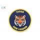 Yellow Merrow Iron On Embroidered Patches Blue Background Twill Fabric Tiger Iron On Patch
