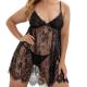 See Through Babydoll Lingerie Nightgown Dress Plus Size Lace Chemise Mesh Sleepwear
