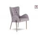 Leather Arm Hotel Room Chairs With Button Decorative / Stainless Steel Legs