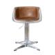 Vintage Tan Brown Leather Counter Height Stools , Kitchen Counter Swivel Stools With Backs
