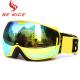 Three Layer Sponge mirrored snowboard goggles PC Lens For Skiing Climbing