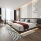 Luxury Modern Hotel Bedroom Furniture Sets Walnut Veneer Bed E1 Plywood Customized