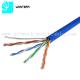 1000ft Cat5e UTP 0.5mm Solid Bare Copper RJ45 -RJ45 Plug Lan Cable Blue PVC