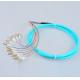 12 fibers breakout fiber optic pigtail LC/UPC multimode OM3 50/125 aqua LSZH cable