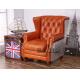 classical British style leather leisure sofa with aluminium back,#2032