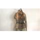 Brown Multi Color Womens Faux Fur Jacket Gilet With Pu Belt And Funnel Neck TW74297