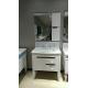 80cm White Painting Washbasin Mirrored PVC Bathroom Cabinet With Legs