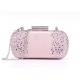 Pink Satin Fabric Hard Case Clutch Evening Bags , Western Rhinestone Purses For Babies